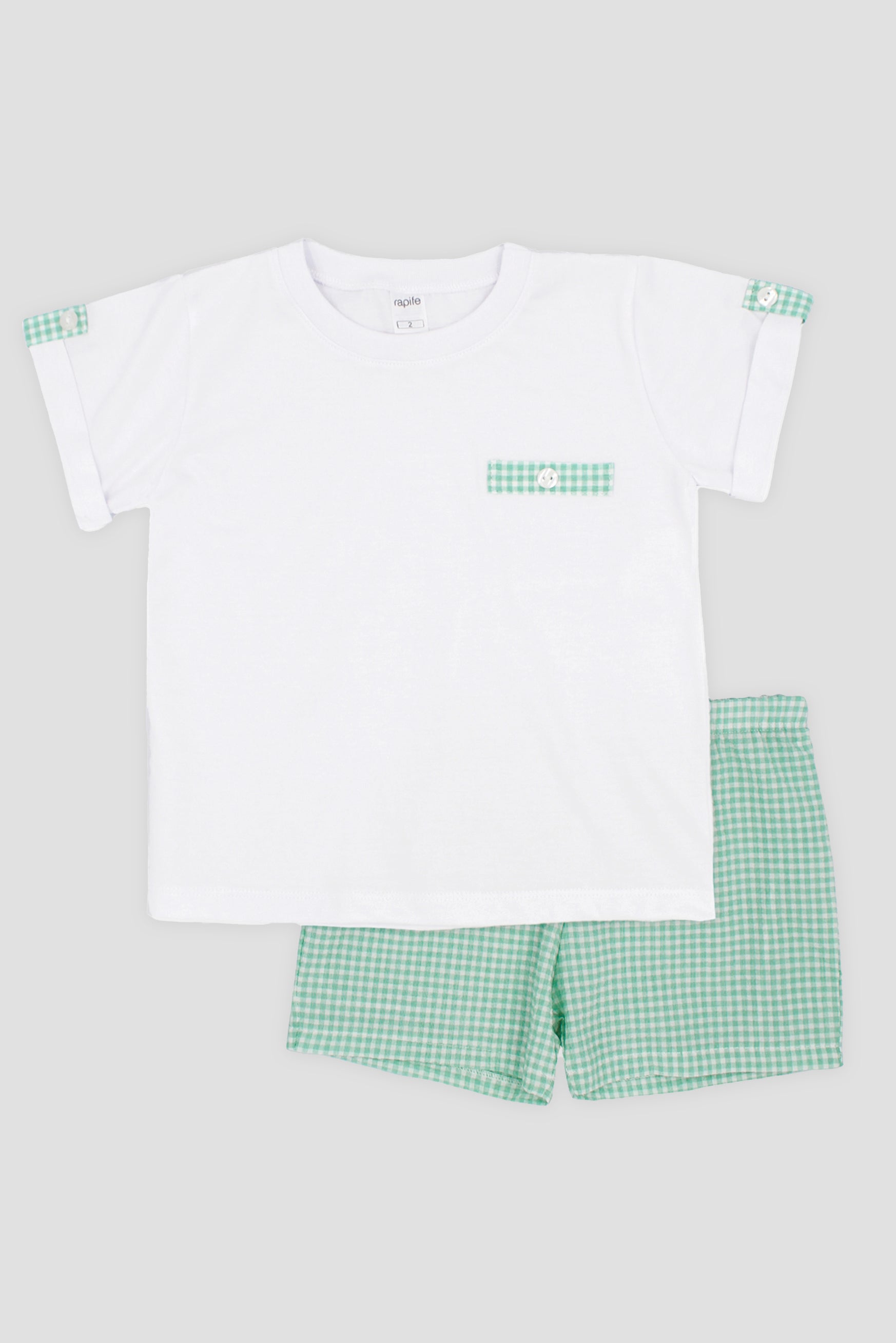 Stylish Mason Apple Green Gingham T-Shirt & Shorts Set - Casual Summer Outfit for Men | Perfect for Beach, Picnic, and Outdoor Activities