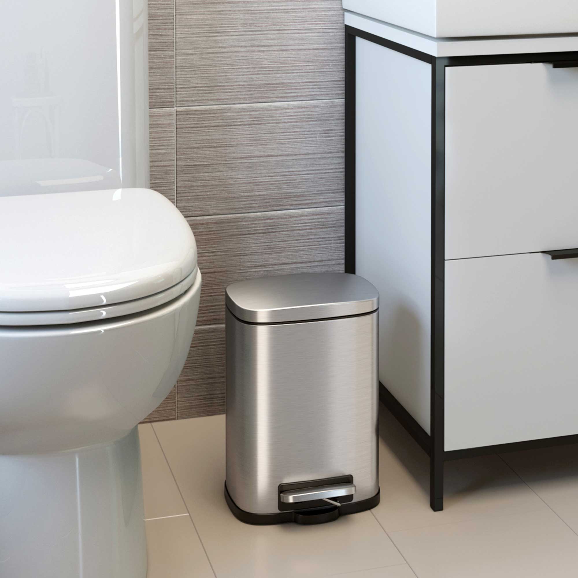 13.2 Gallon & 1.32 Gallon SoftStep Composite Step Pedal Trash Can Combo - Kitchen & Bathroom Waste Bin Set with AbsorbX Technology - Perfect for Home, Office, and Commercial Spaces