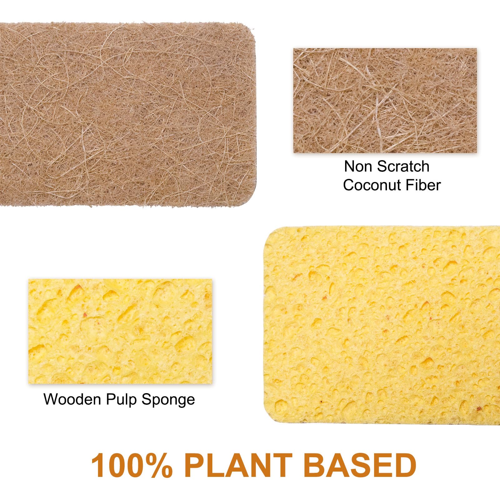 8 Pack Eco-Friendly Compostable Kitchen Sponges - Biodegradable Dish Scrubber with Heavy Duty Scouring Pad for Washing Dishes | Perfect for Eco-Conscious Homes, Restaurants & Sustainable Cleaning