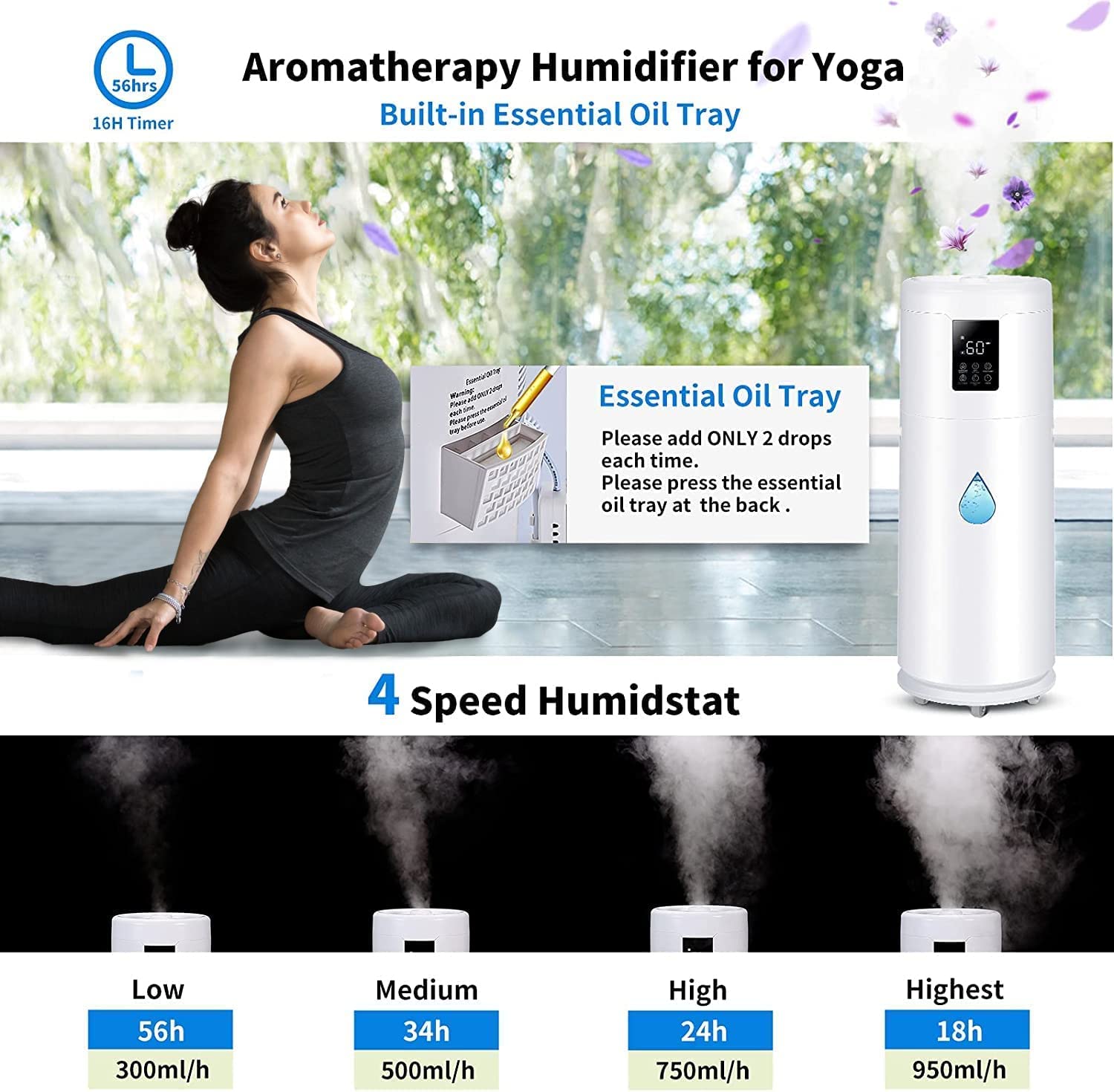 17L/4.5Gal Large Room Humidifier for Home & Office - 2000 sq.ft Coverage with 360° Nozzle & Extension Tube - 4 Speed Mist Settings for Bedroom, Greenhouse & Commercial Spaces - Top Fill Whole House Humidifier for Plants & Dry Air Relief