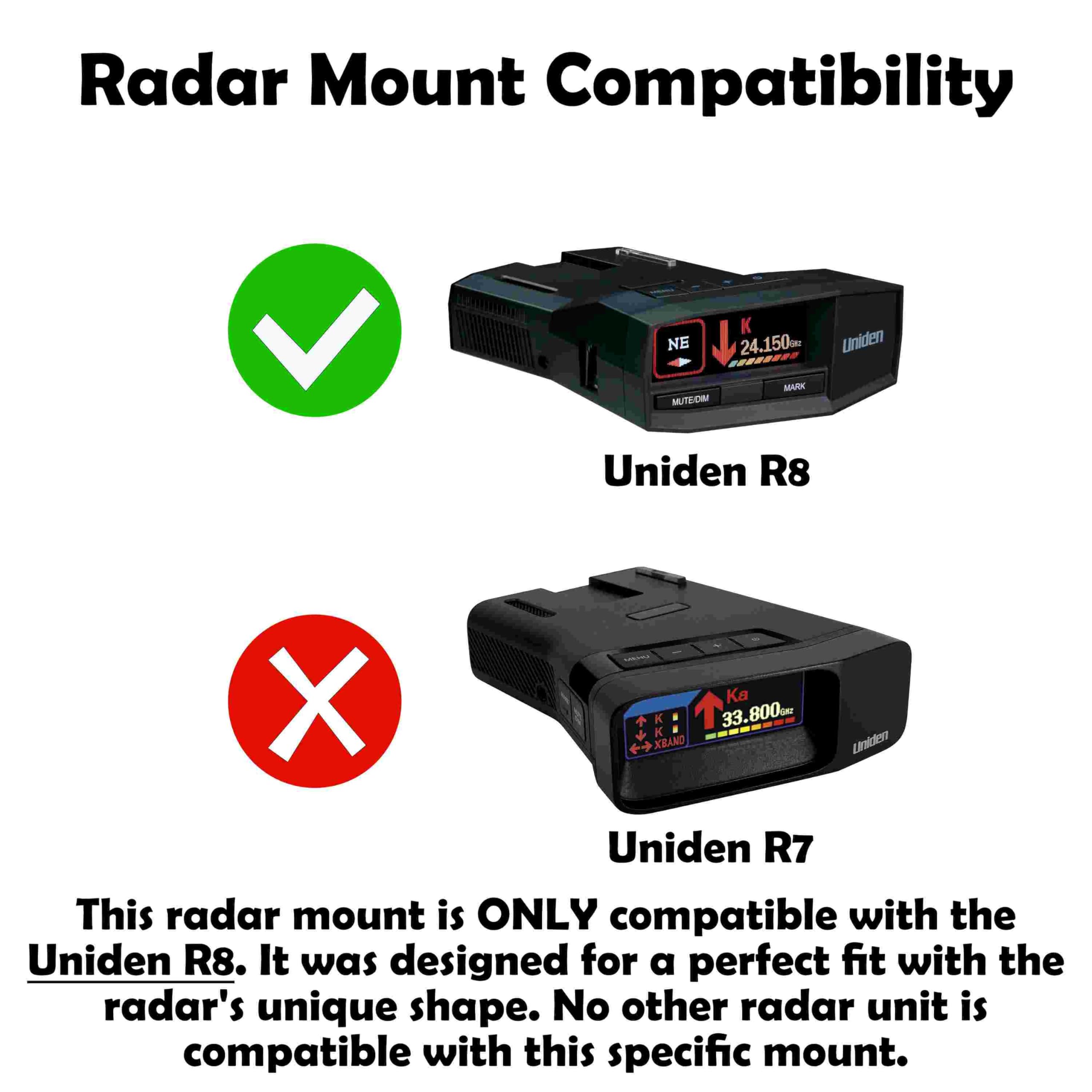 Uniden R8 Radar Detector Holder for Tesla - Black | Secure & Adjustable Mount | Perfect for Model 3, Y, S & X | Car Accessories for Safe Driving