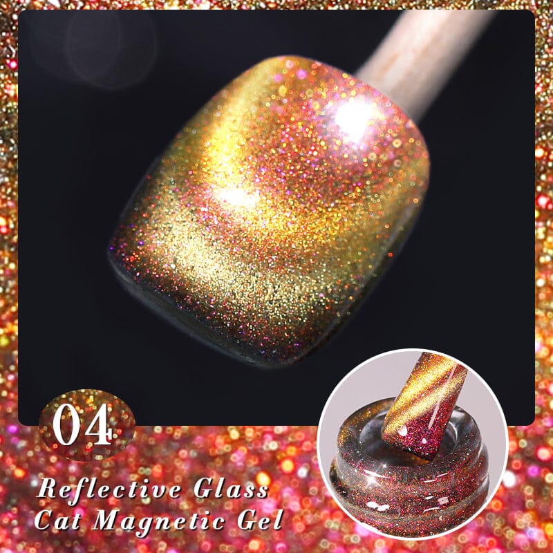 Reflective Glass Cat Magnetic Gel Nail Polish - 10ml Long-Lasting Shine for Manicures & Pedicures - Perfect for Nail Art, Salon & Home Use