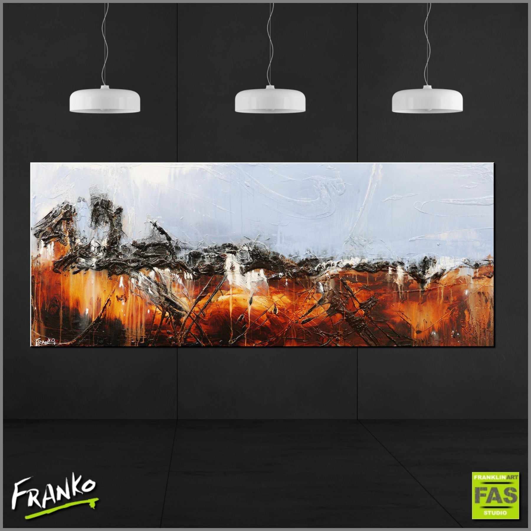 Bounty 200cm x 80cm Brown Blue Abstract Canvas Wall Art - Modern Home Decor for Living Room, Bedroom & Office