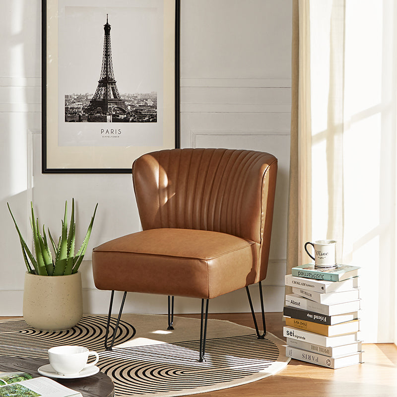 Annabella Vegan Leather Side Chair with Metal Base - Modern Dining & Office Accent Chair for Home & Workspace
