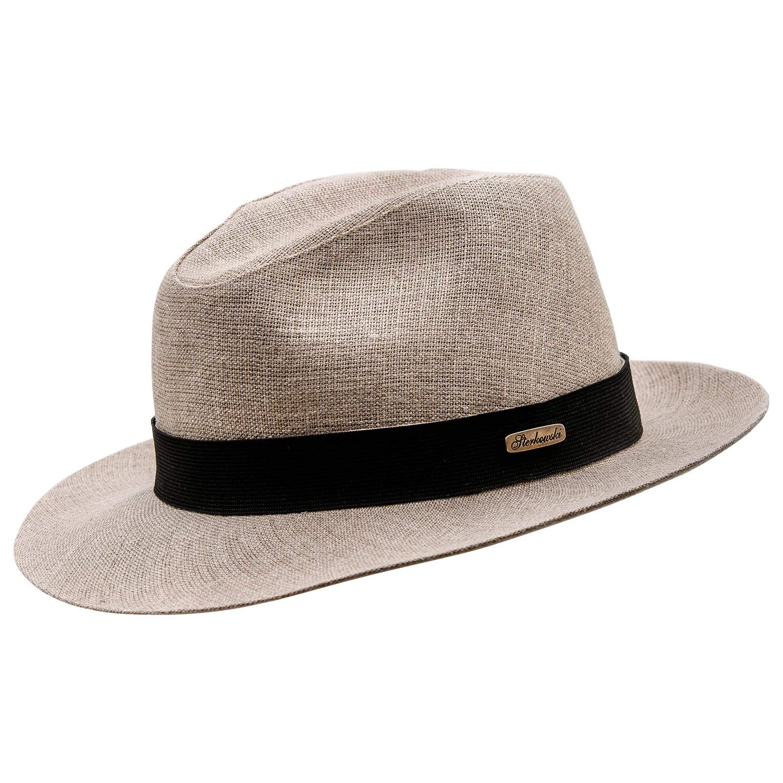 Sterkowski 100% Linen Fedora Hat for Men & Women | Vintage Corleone Style Sun Hat | Breathable Summer Hat for Beach, Travel & Outdoor Activities