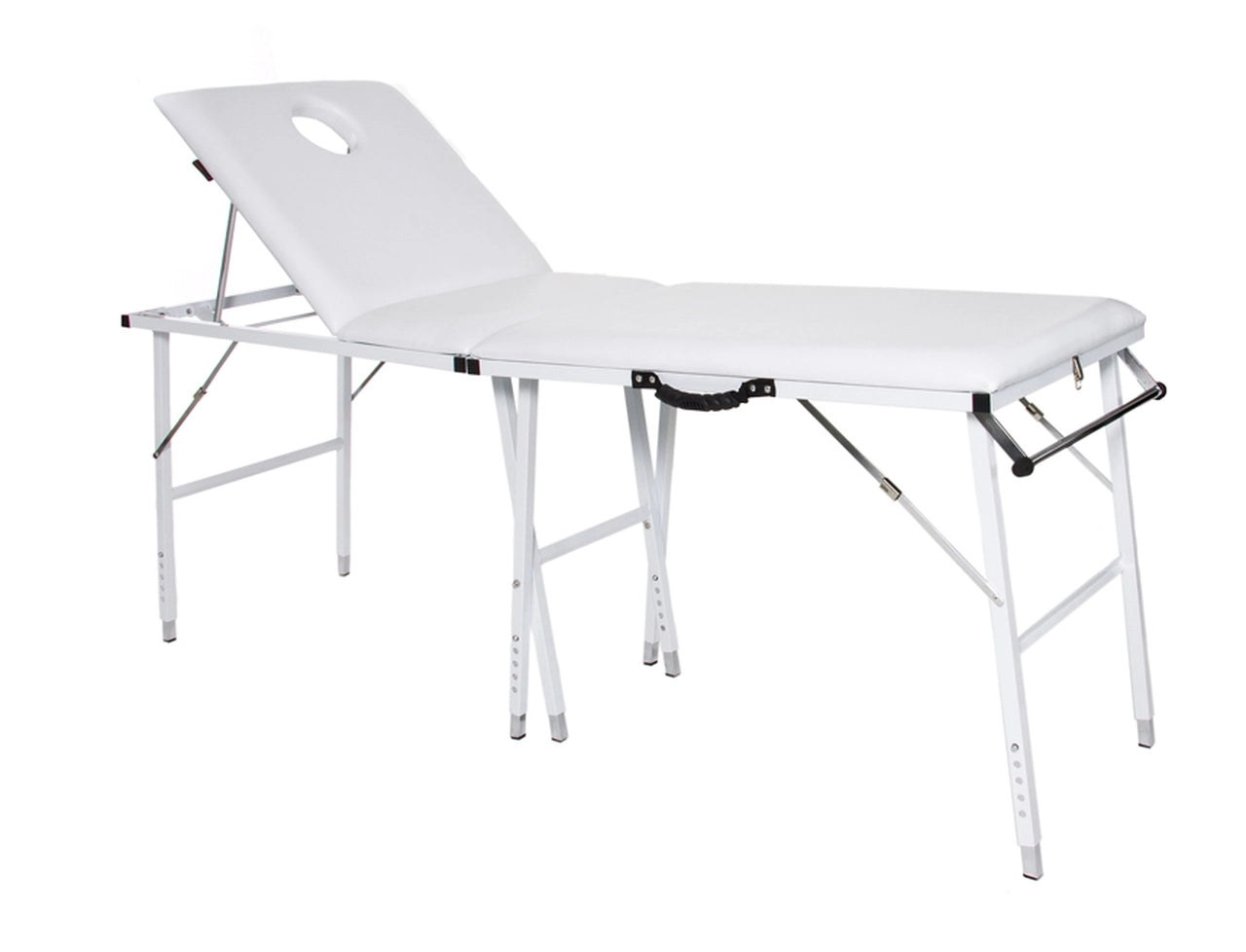Portable White Beauty Bed for Home Spa & Salon - Foldable Massage Table with Adjustable Height for Facial, Waxing & Relaxation