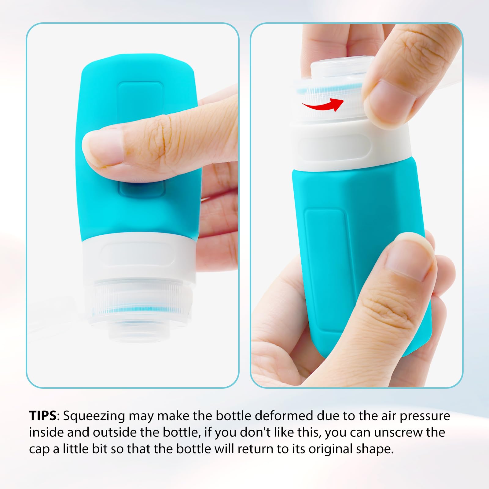 TSA Approved 2oz Leak Proof Silicone Travel Bottles for Shampoo, Conditioner & Lotion - Refillable Squeezable Toiletry Containers for Air Travel, Gym & Vacation Essentials