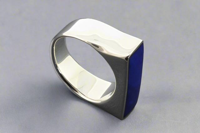 Sterling Silver Flat Lapis Ring for Women - Elegant Minimalist Jewelry for Everyday Wear, Gifts & Special Occasions