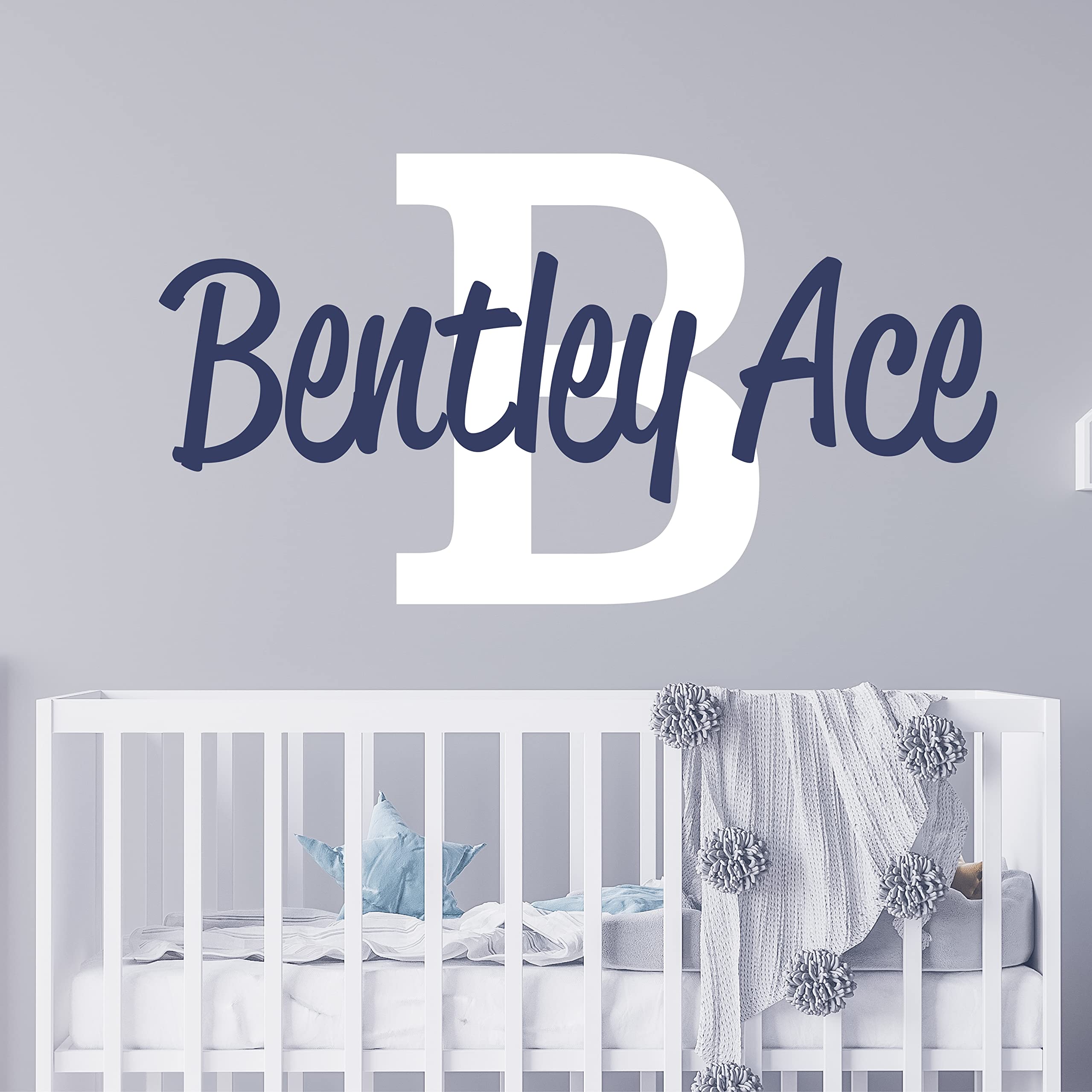 Custom Name Wall Decal Sticker - Personalized Nursery Wall Art for Girls & Boys Rooms - Baby Monogram Vinyl Decal (48