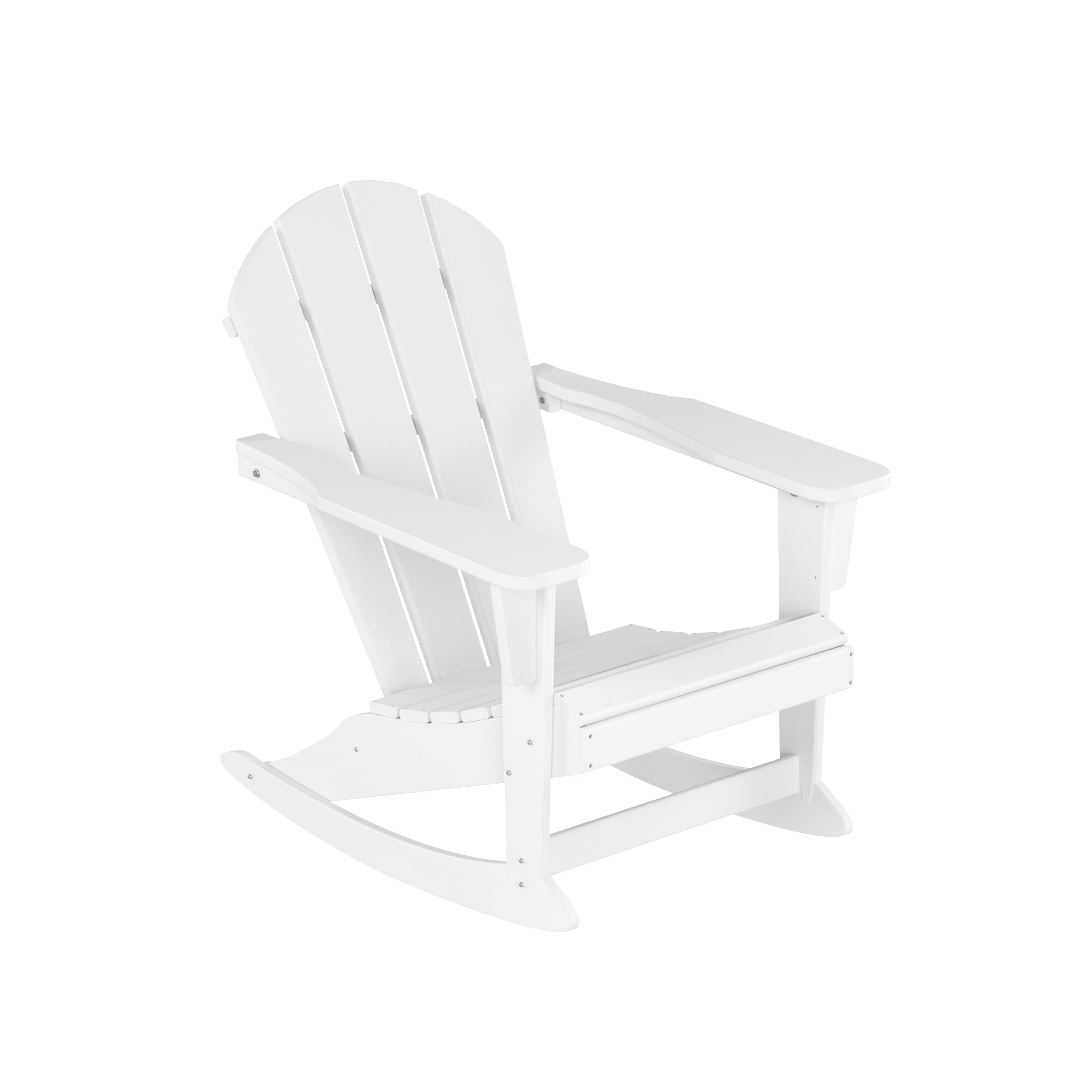 WO Home Furniture 3-Piece Patio Rocking Chair Set - Classic HDPE Outdoor Rocking Chairs for Porch, Garden & Backyard (White) - Perfect for Relaxing, Sunbathing & Outdoor Gatherings
