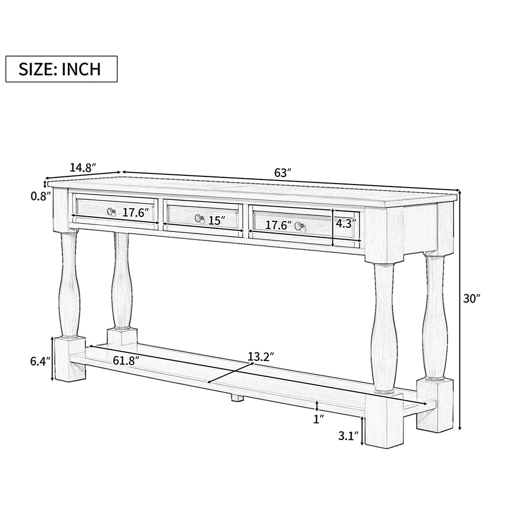 Rustic Farmhouse Console Table with Storage - 64
