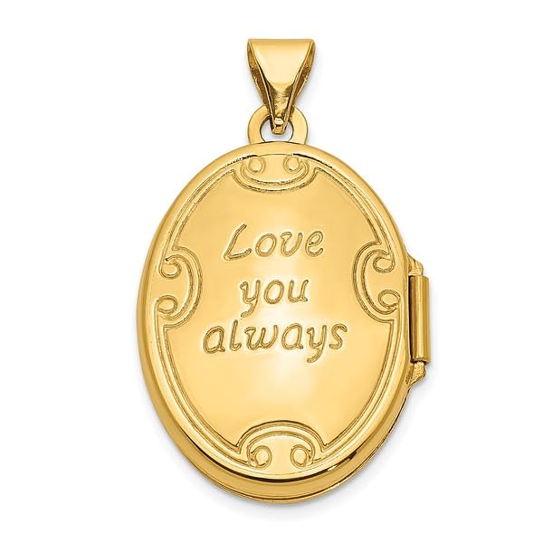 14K Solid Yellow Gold Personalized Photo Locket Necklace - 
