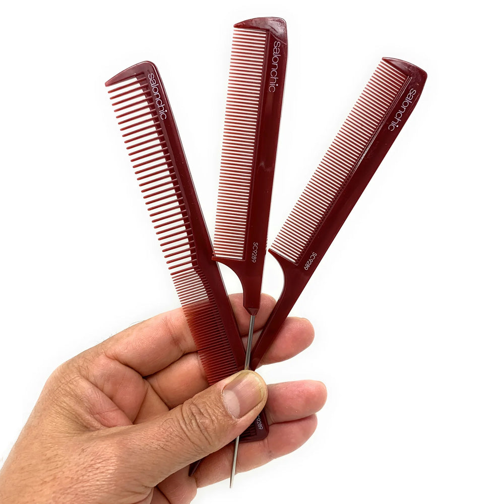 Salonchic 3 Piece Professional Hair Comb Set for Styling, Detangling & Smoothing - Perfect for Salons, Home Use & Travel