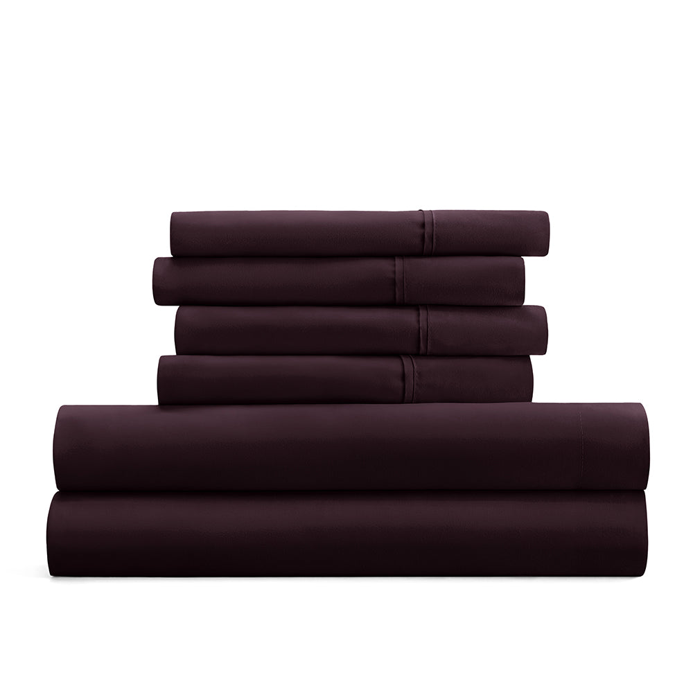 6-Piece Luxury Cotton Bed Sheet Set - Soft & Breathable for Ultimate Comfort - Perfect for Master Bedroom, Guest Room, or Dorm Use
