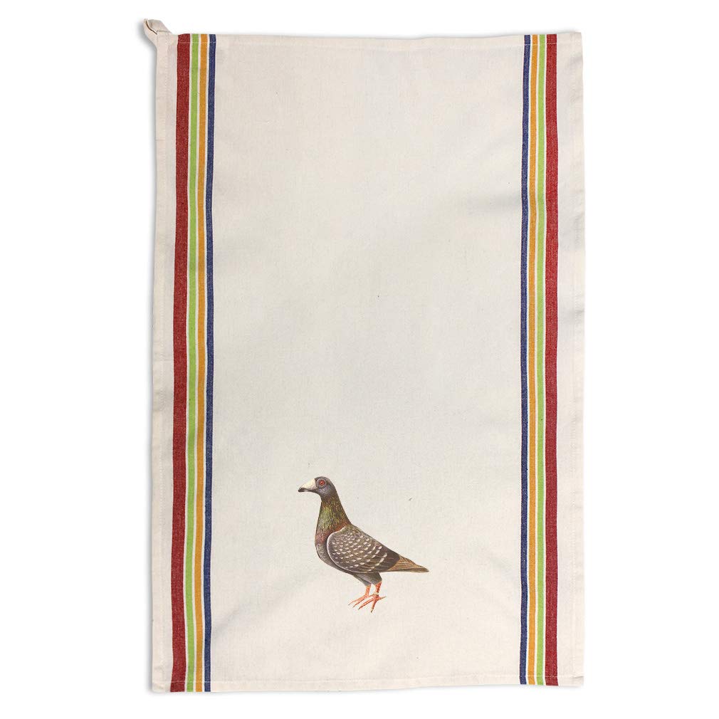 Vintage Striped Kitchen Towels - Custom Pigeon Design Dish Towels for Cooking & Cleaning - Cotton Multi-Stripe Decorative Towel for Drying Dishes, Decor & Vintage Style Kitchen Accessories