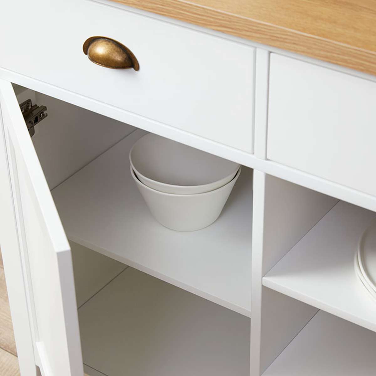 Hastings Buffet Cabinet - White & Natural Finish | Elegant Dining Room Storage for Dishes & Linens | Perfect for Entertaining & Home Decor
