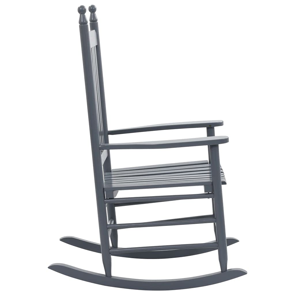 Comfortable Rocking Chair with Curved Seat - Gray Poplar Wood Lounge Chair for Relaxation | Perfect for Living Room, Nursery & Outdoor Patio