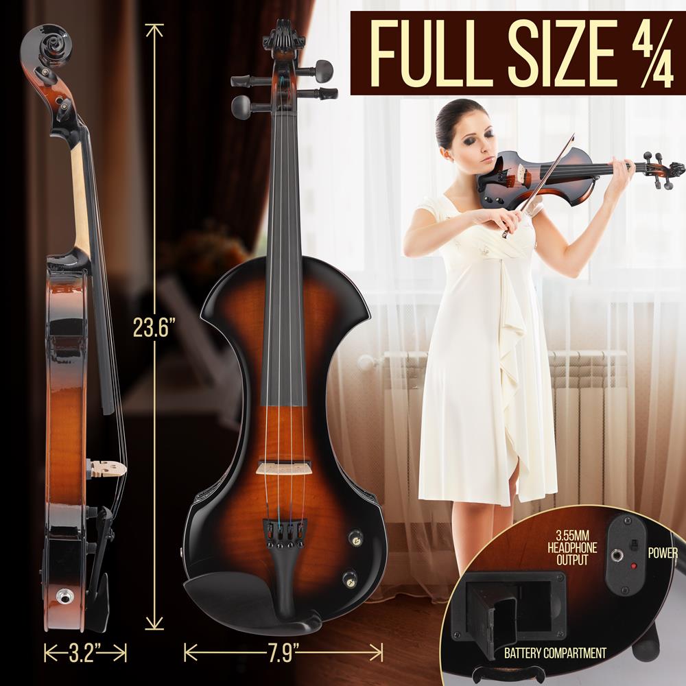 Electric Plywood Violin - Lightweight Beginner Violin with Built-in Pickup for Practice & Performance | Perfect for Students, Travel & Outdoor Busking