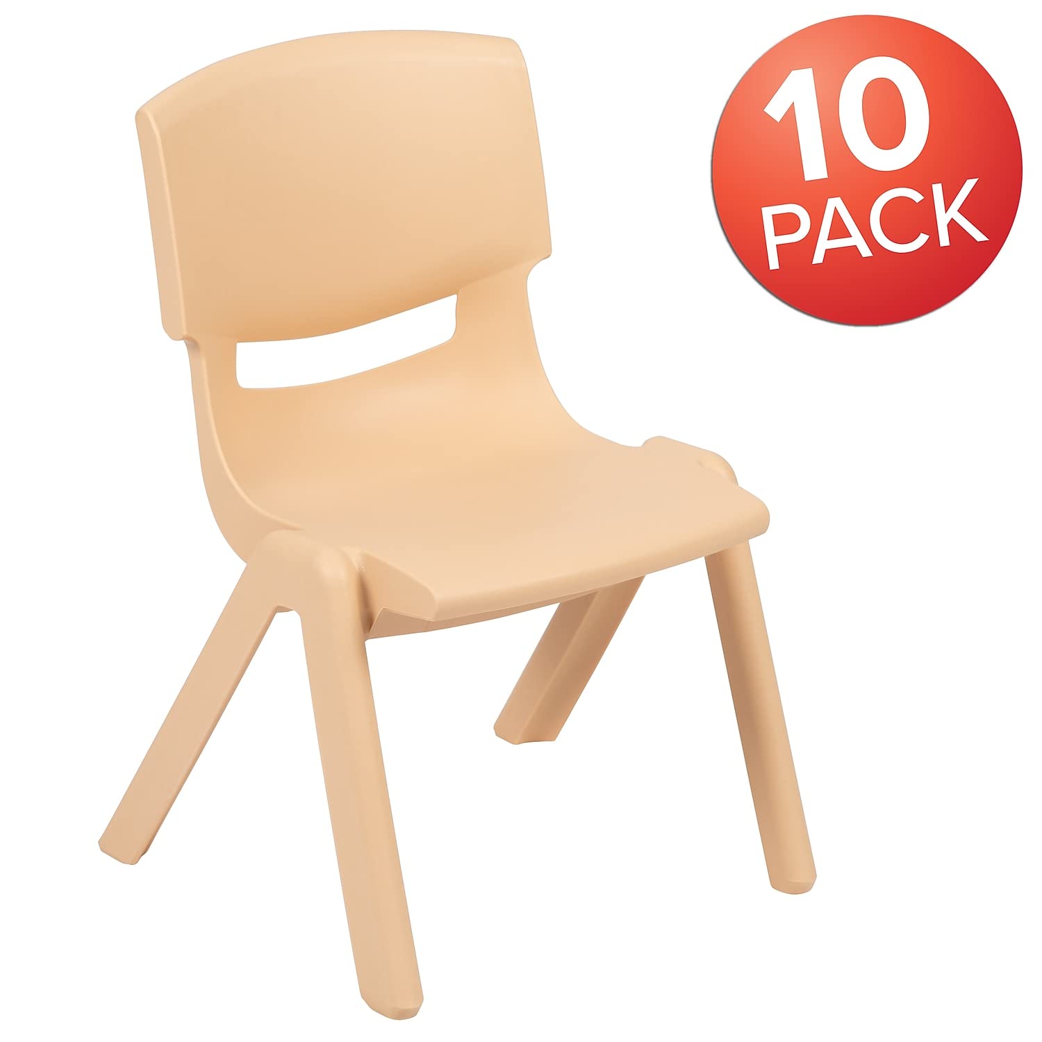 Flash Furniture Whitney 10-Pack Natural Plastic Stackable School Chairs - 10.5