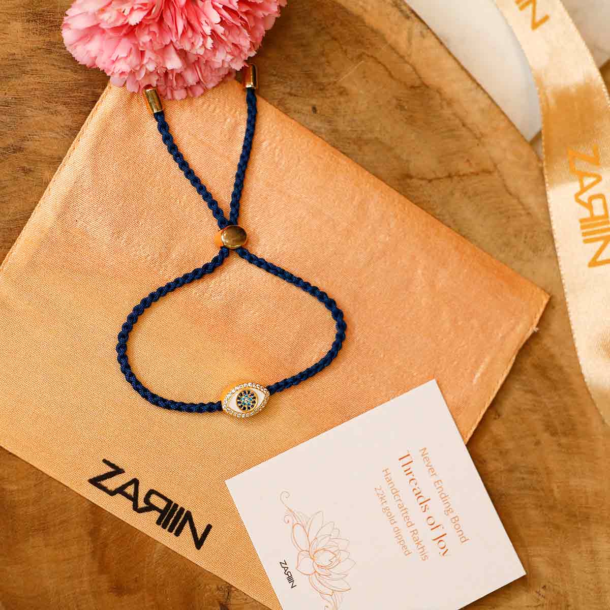 Evil Eye Rakhi Bracelet with Genuine Zircons - Protection Charm for Brothers & Sisters | Perfect for Raksha Bandhan, Diwali & Indian Festivals