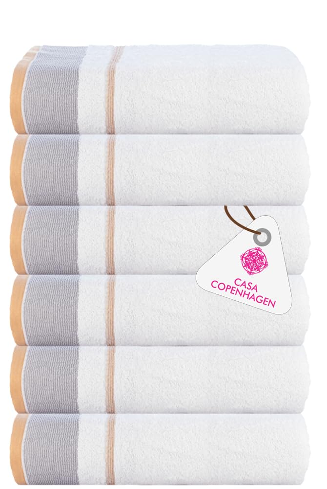 Premium 6-Piece Egyptian Cotton Face Towels Set (30x30 cm) - Soft & Absorbent Light Grey/Beige Bath Towels for Spa, Gym & Luxury Home Use