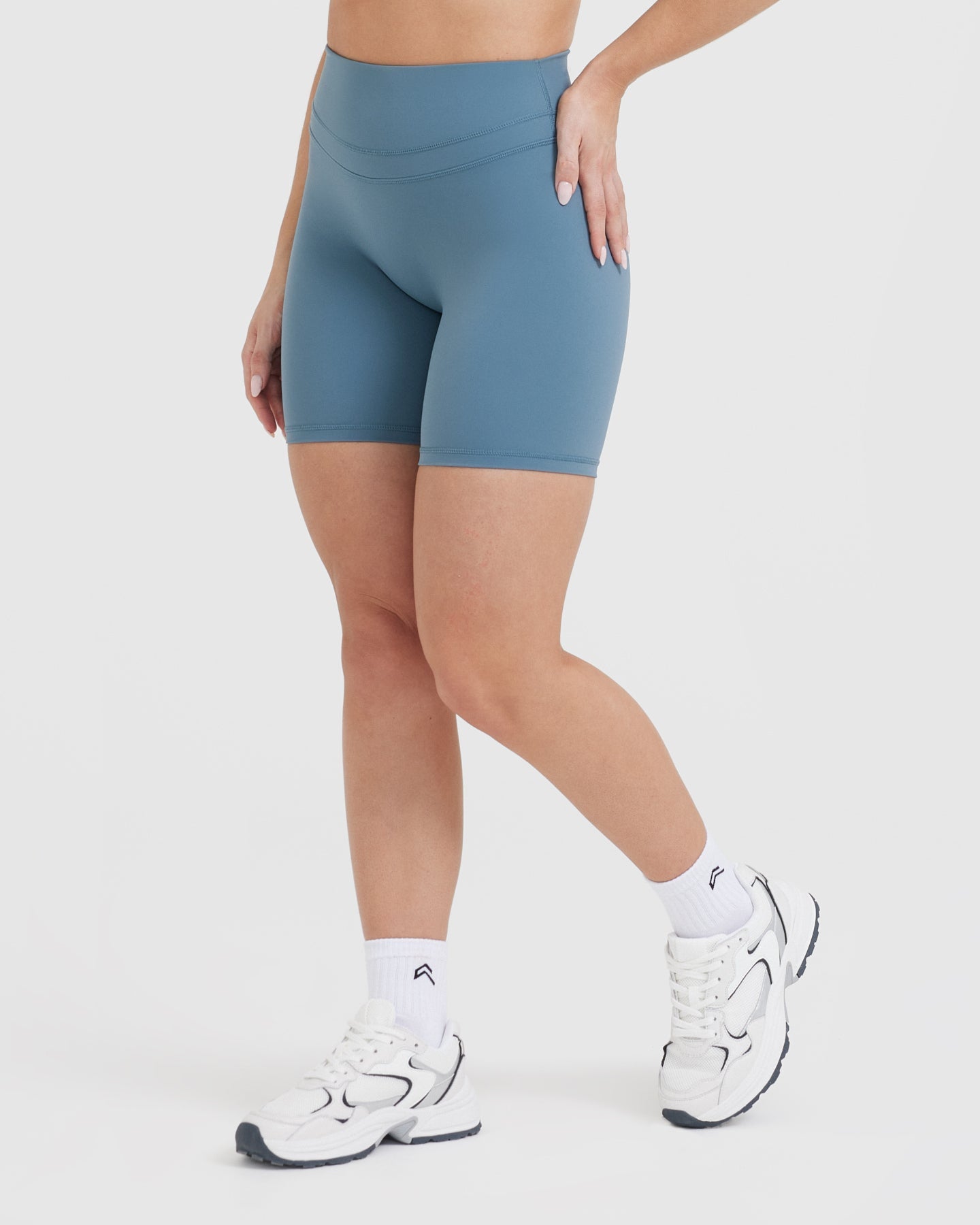 High Waisted Shorts for Women - Moonstone Blue | Comfortable & Stretchy Workout Shorts for Running, Yoga & Gym