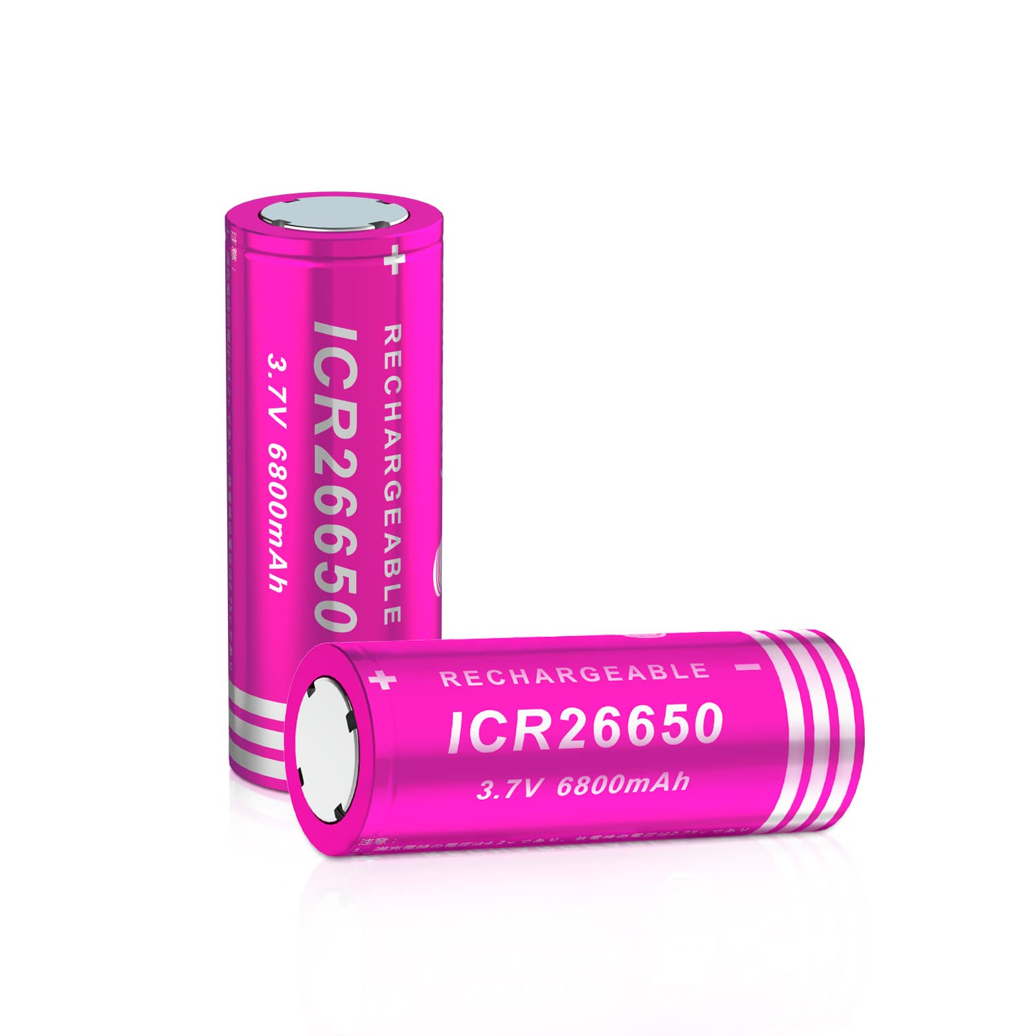 3.7V 6800mAh Rechargeable Lithium Batteries (2 Pack) - High Capacity Flat Top Battery with Anti-Leak Technology, Pre-Charged for Immediate Use - Perfect for Digital Cameras, Flashlights & Portable Electronics - Fast US Shipping