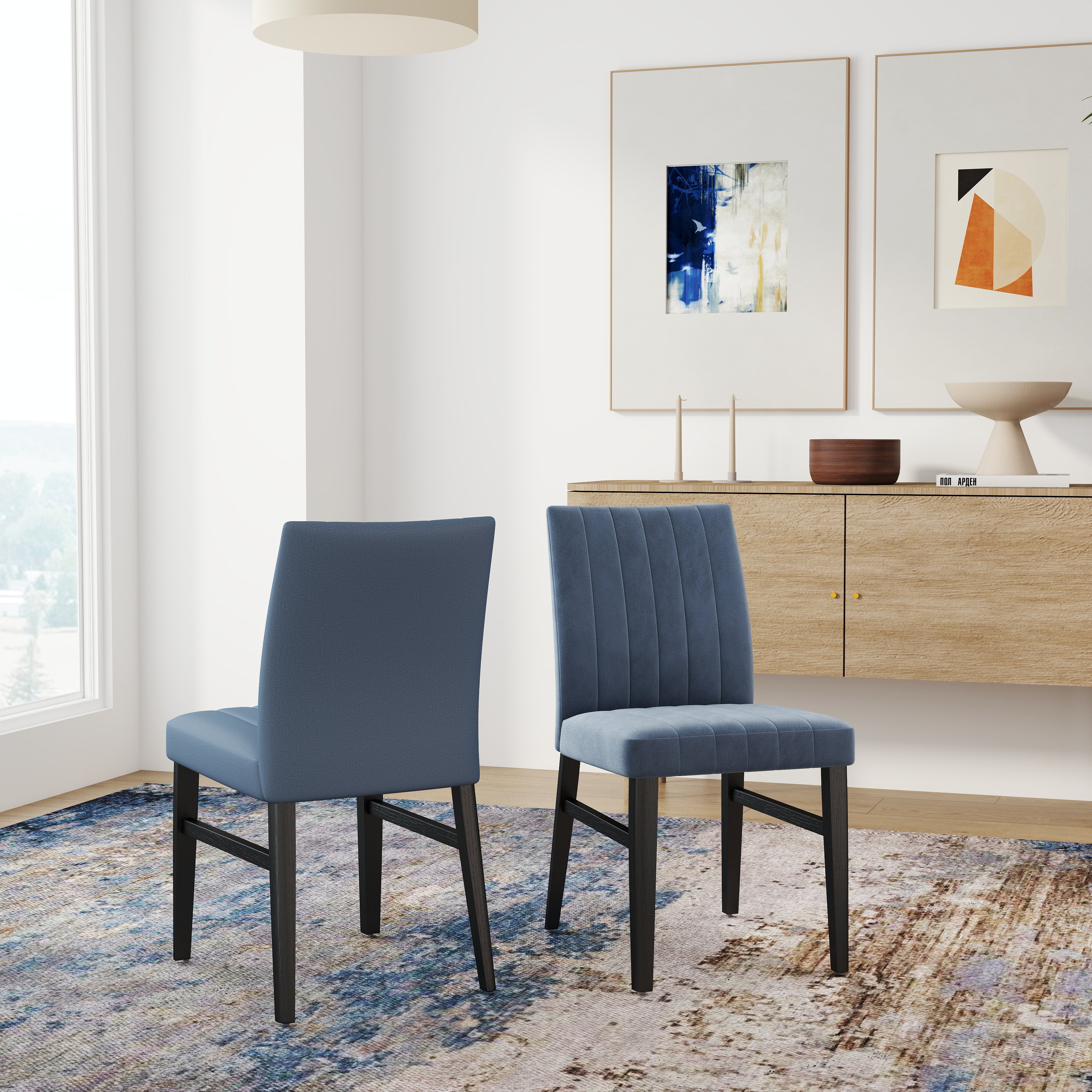 Roundhill Furniture Wendell Contemporary Upholstered Dining Chairs Set of 2 - Modern Kitchen & Dining Room Seating for Home & Restaurant Use