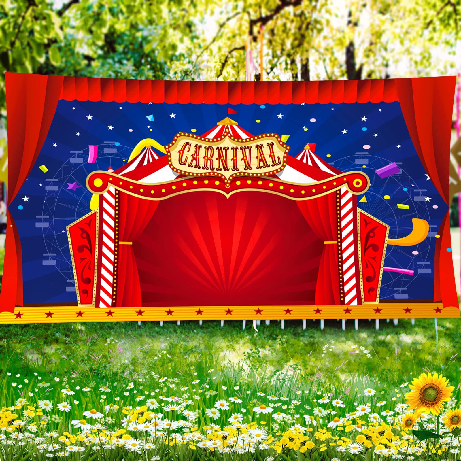Big Top Circus Party Decorations - 6x3 ft Carnival Tent Backdrop & Banner for Birthday, Baby Shower, Carnival Theme Events - Perfect for Indoor/Outdoor Decor, Photo Booths & Themed Parties