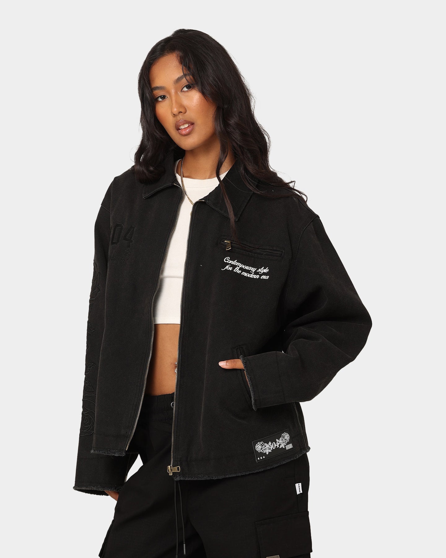 Vintage Black 404 Florence Work Jacket - Durable Denim Jacket for Men & Women - Perfect for Casual Wear, Outdoor Work & Street Style Fashion