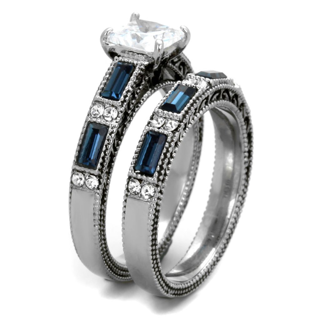 His & Her Stainless Steel Wedding Rings - Antique & Brush Metal Set for Couples