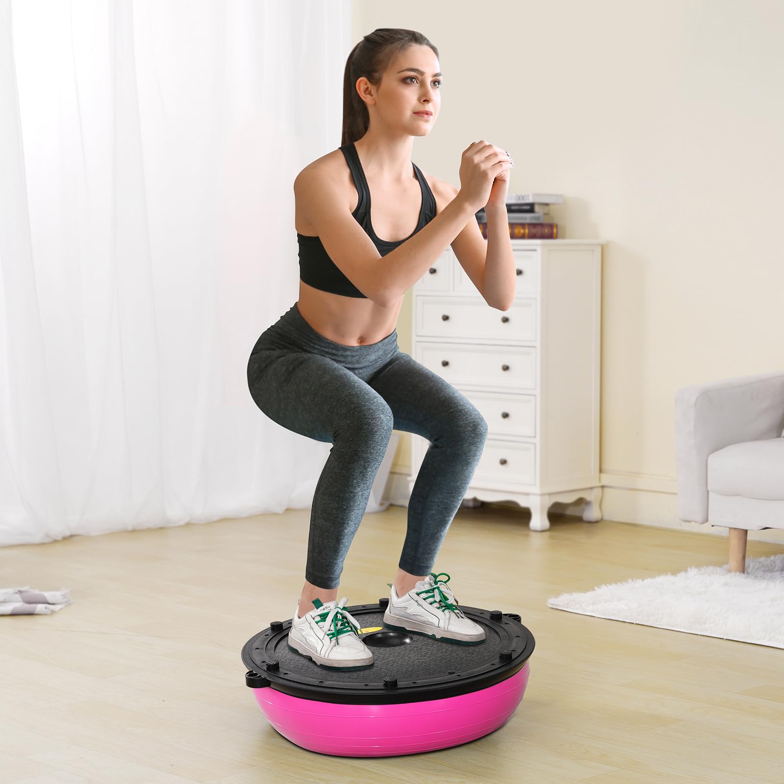 VEVOR Half Exercise Ball Trainer - 660 lbs Capacity Stability Ball for Yoga, Balance & Strength Training | Includes Resistance Bands & Pump | Perfect for Home Gym, Full Body Workouts & Core Exercises | Great for Pilates, Physical Therapy & Fitness Enthusiasts