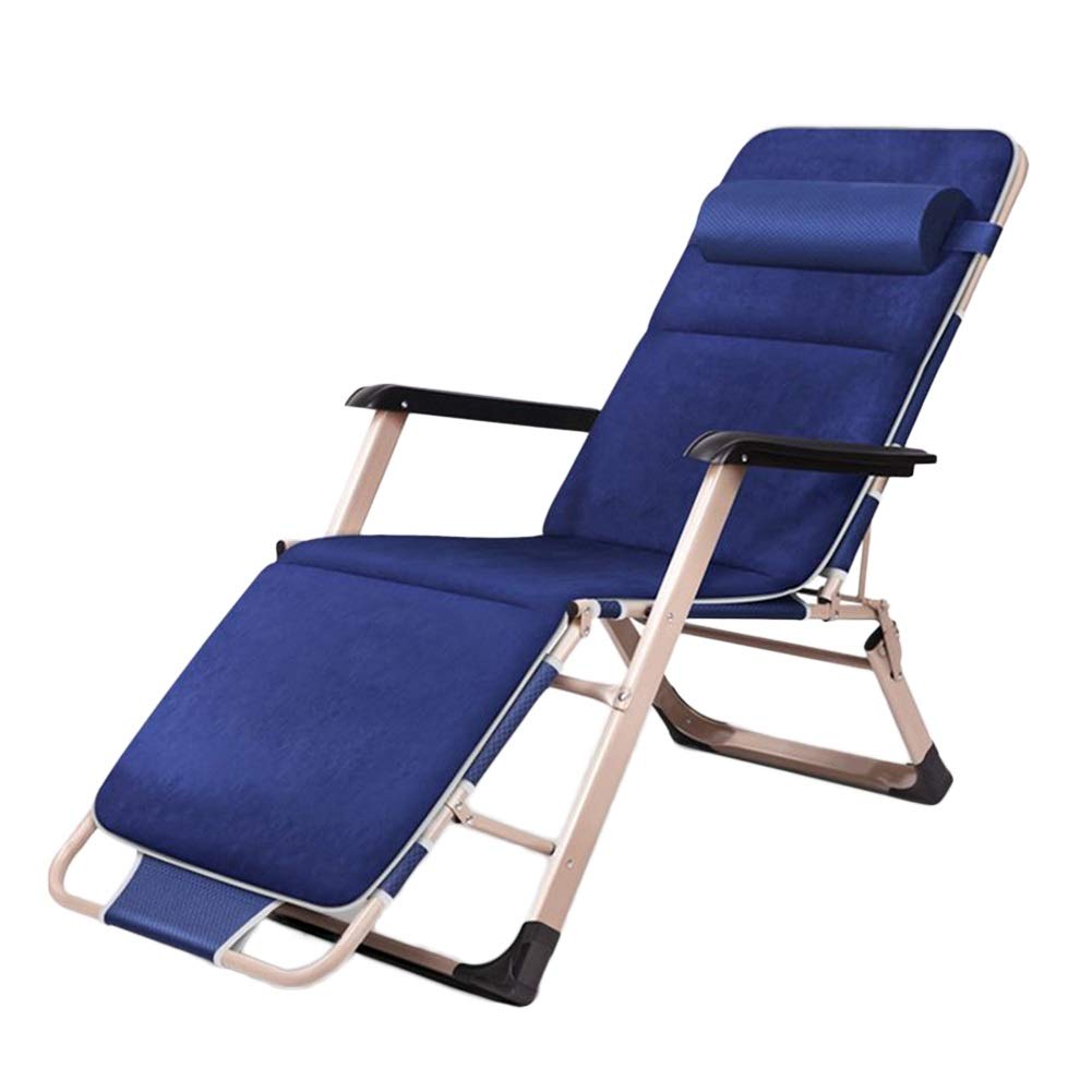 Heavy Duty Patio Reclining Lounge Chair with Cushions - 440lbs Weight Capacity, Foldable Outdoor Chair for Beach, Poolside, Garden, Backyard & Indoor Use - Water Resistant & Portable (Blue) - Perfect for Relaxing, Sunbathing or Lounging by the Pool