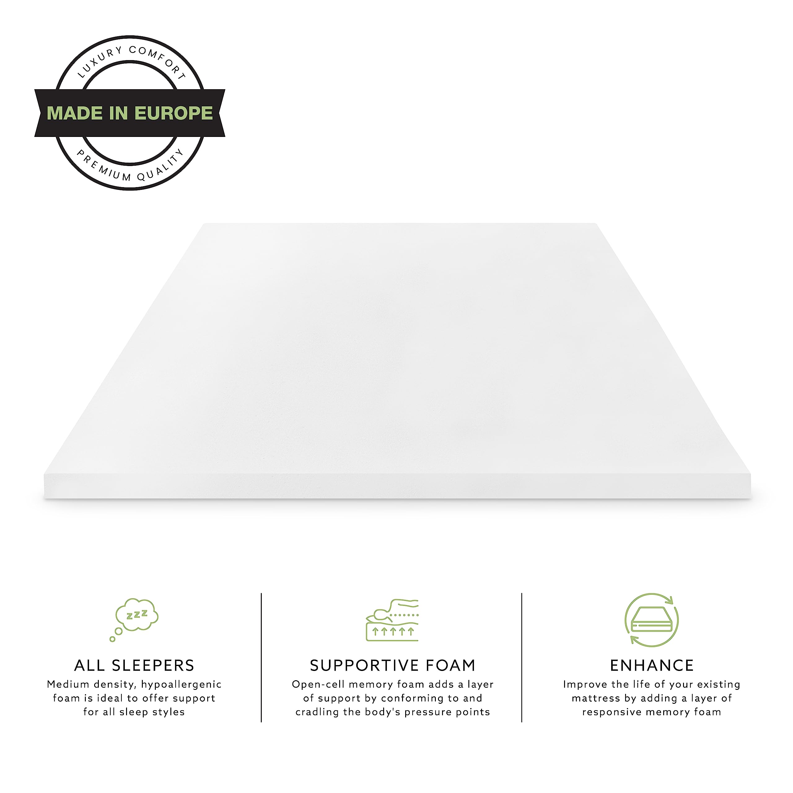 BioPEDIC 2-Inch King Size Memory Foam Mattress Topper - Medium Plush, CertiPUR-US Certified, Cooling & Pressure Relief - Perfect for Back Pain, Hot Sleepers & Guest Beds (80