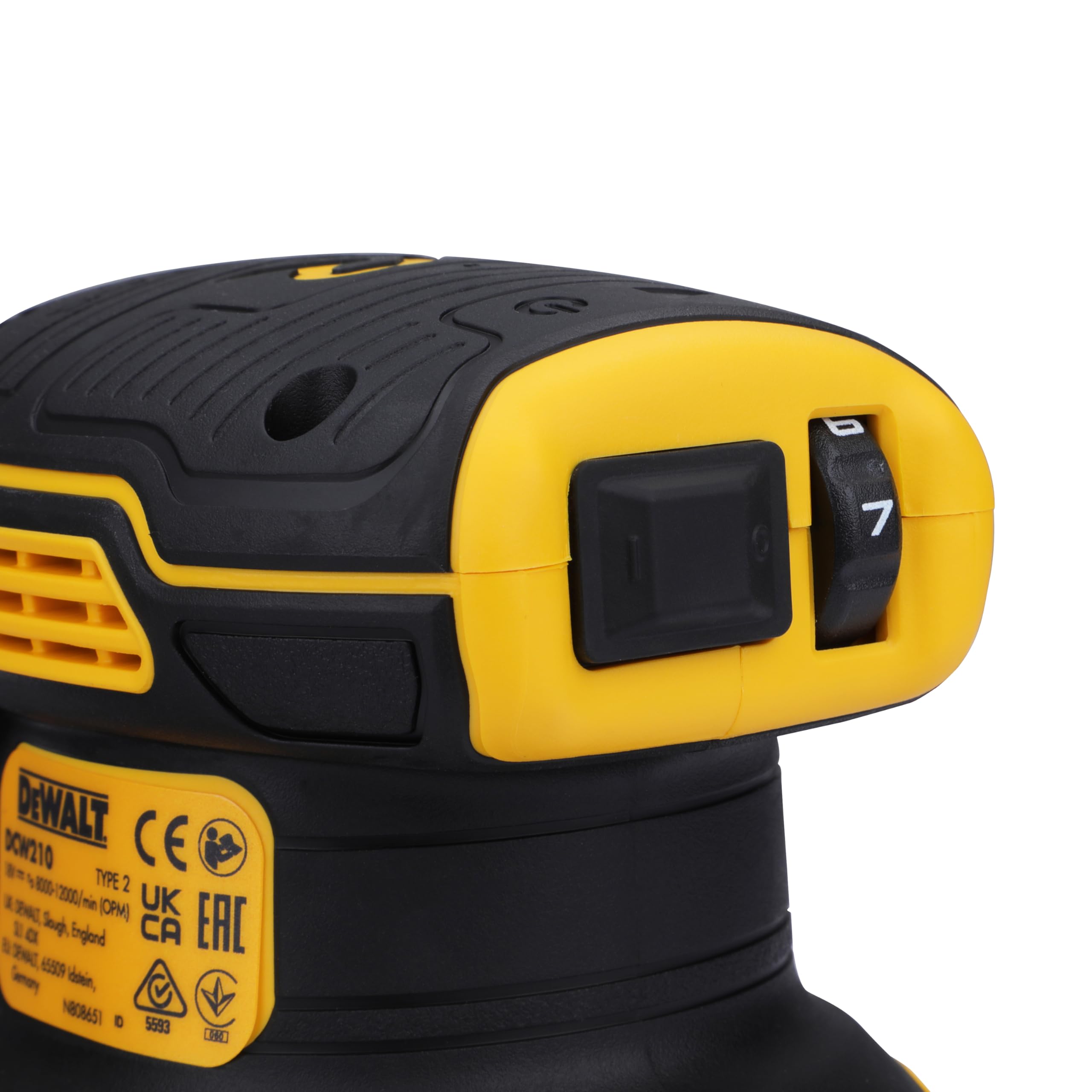DEWALT DCW210N-XJ 18V XR Brushless Cordless Random Orbital Sander - Powerful Sanding Tool for Woodworking, DIY Projects & Home Renovation