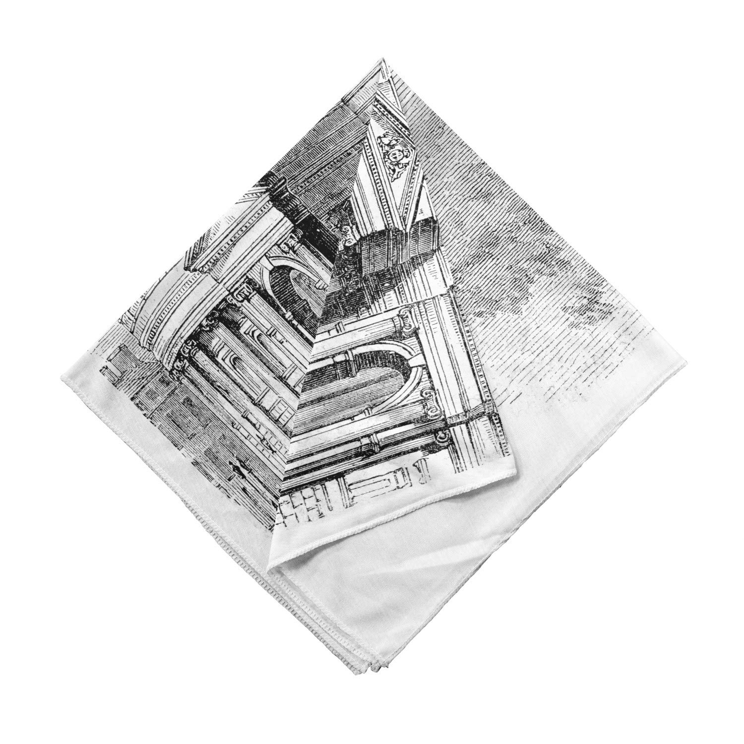 Lunarable Unisex Bandana - Dublin Engraved Style Parliament Print in Charcoal Grey & Pale Taupe - Fashionable Headwear for Outdoor, Music Festivals & Casual Wear