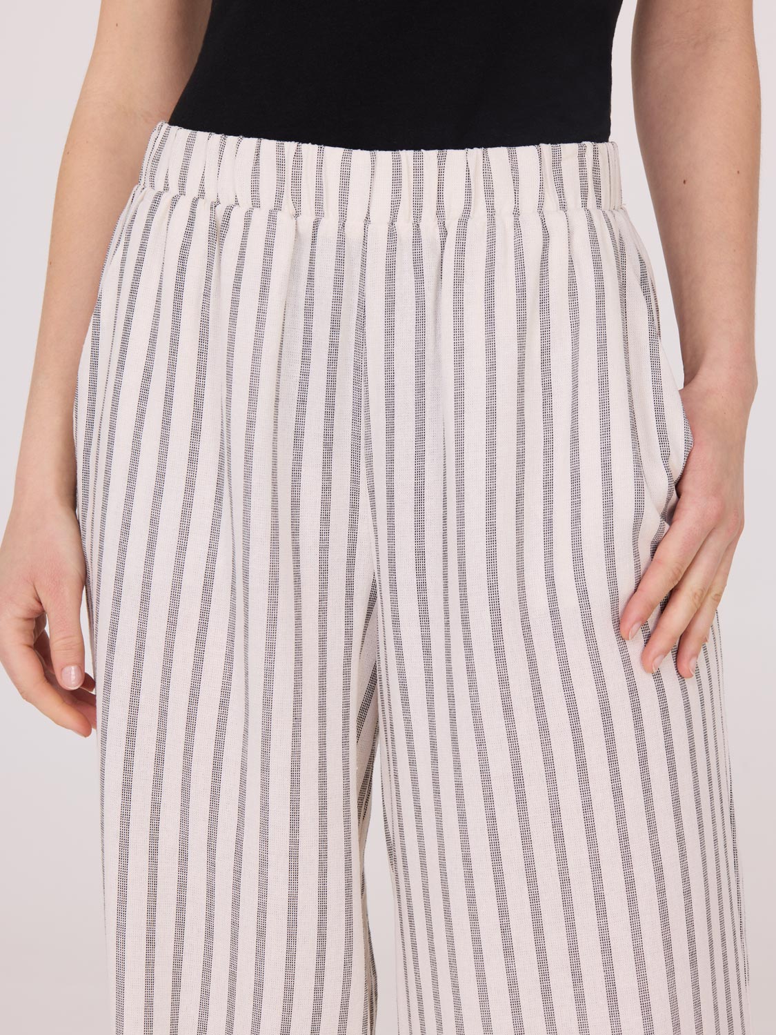 Breathable Striped Linen Palazzo Pants for Women - Comfortable Wide Leg Lounge Pants for Summer, Beach, Yoga & Casual Wear