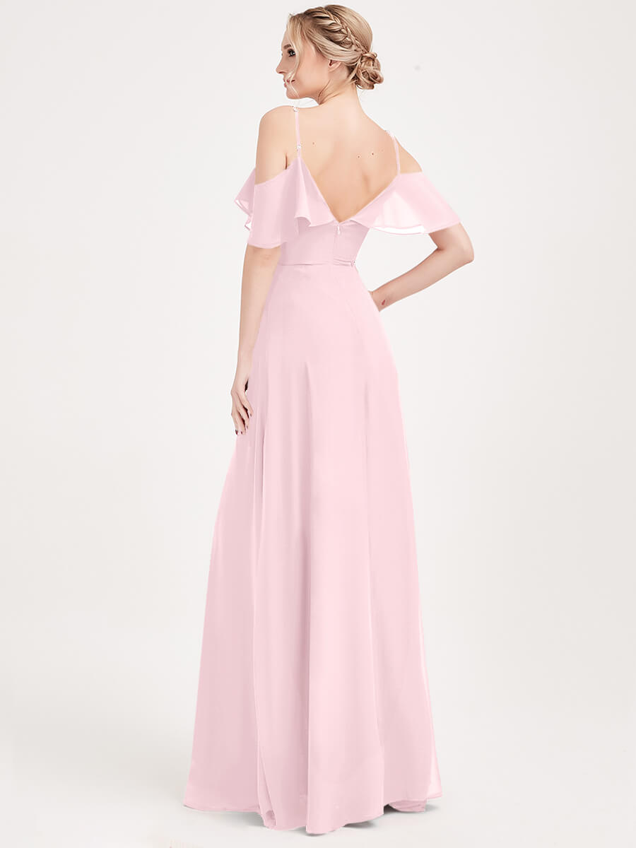Elegant Blush Chiffon Convertible Bridesmaid Dress - 3-Way Adjustable A-Line Gown for Weddings, Parties & Special Occasions