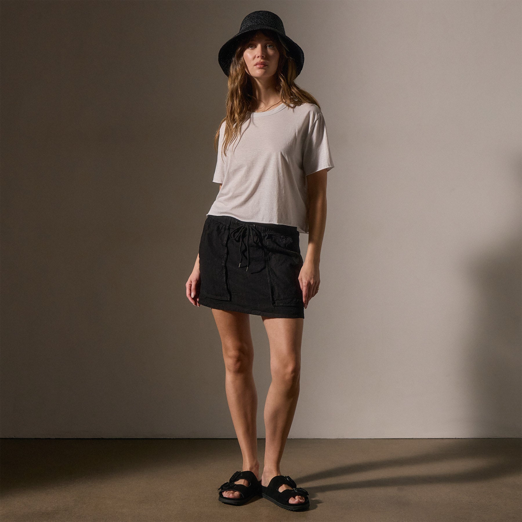 Premium Linen Blend Utility Skirt for Women - Comfortable & Stylish Black Midi Skirt - Perfect for Casual Outings, Office Wear & Summer Vacations