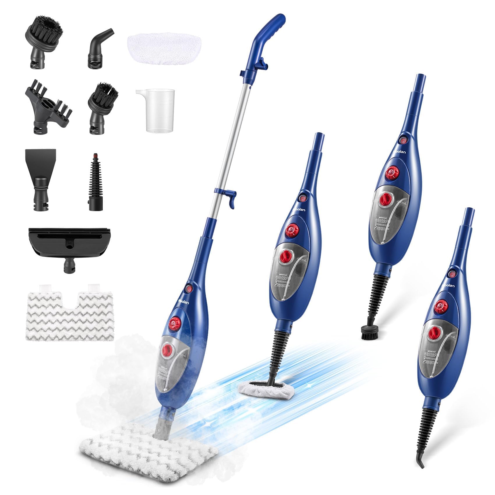 MOOLAN 10-in-1 Multipurpose Steam Mop Cleaner - Detachable Handheld Steamer for Hardwood Floors, Tile, Laminate, Windows & Walls - Perfect for Whole Home Deep Cleaning & Sanitizing
