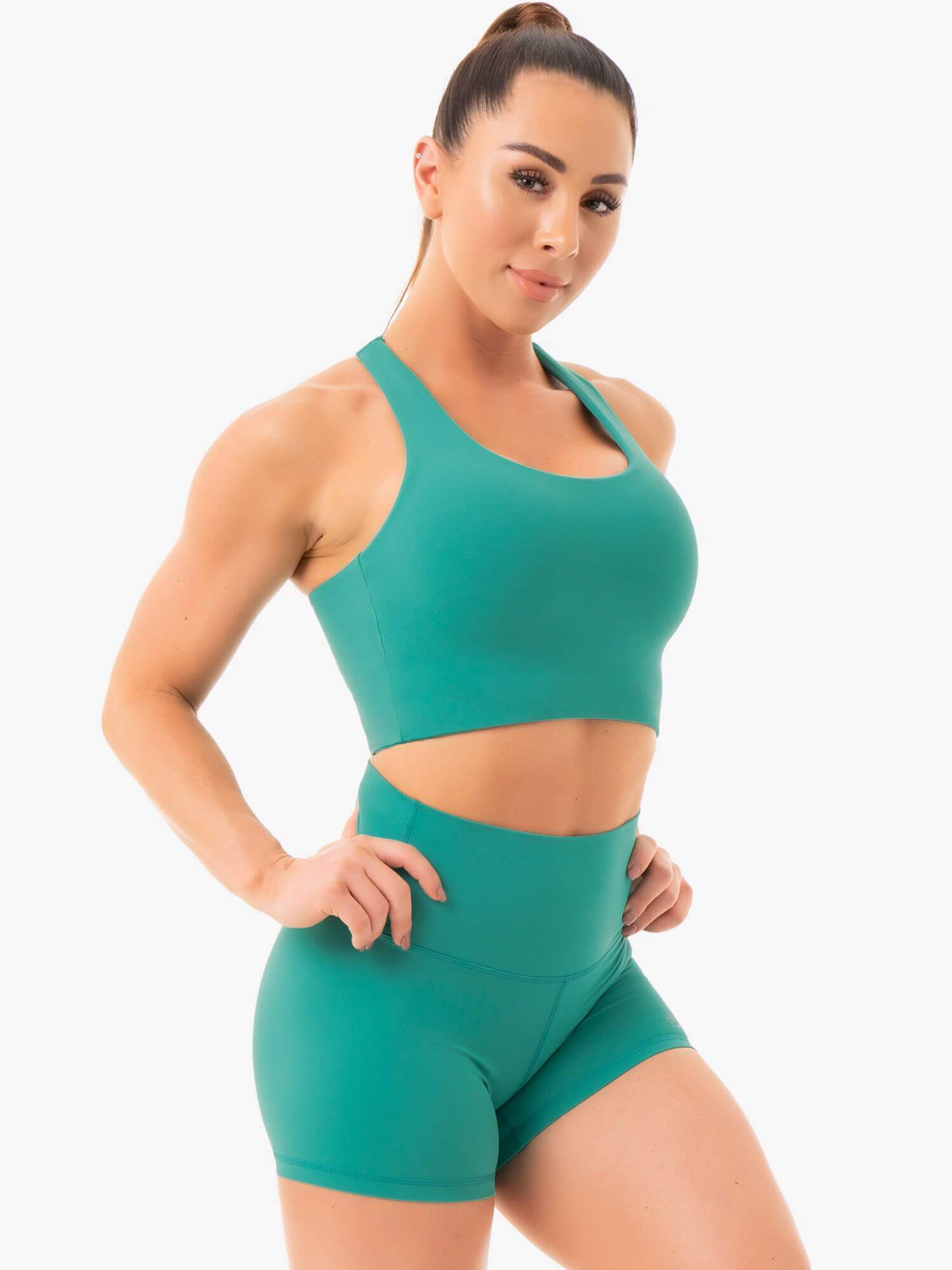NKD Sports Bra for Women - High Support Workout Top in Turquoise | Yoga, Running, Gym & Fitness Activities