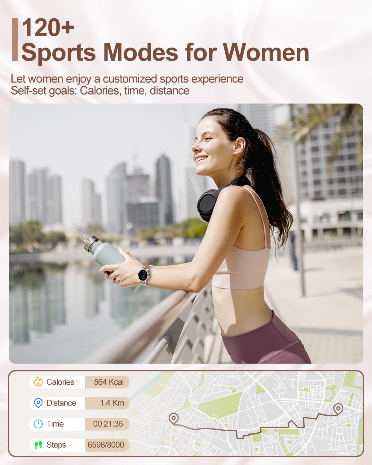 Elegant Smart Watches for Women with Diamonds - 1.3” HD Touchscreen, Bluetooth Call Function, IP68 Waterproof Fitness Tracker Compatible with Android & iOS - Perfect for Workouts, Swimming & Everyday Fashion