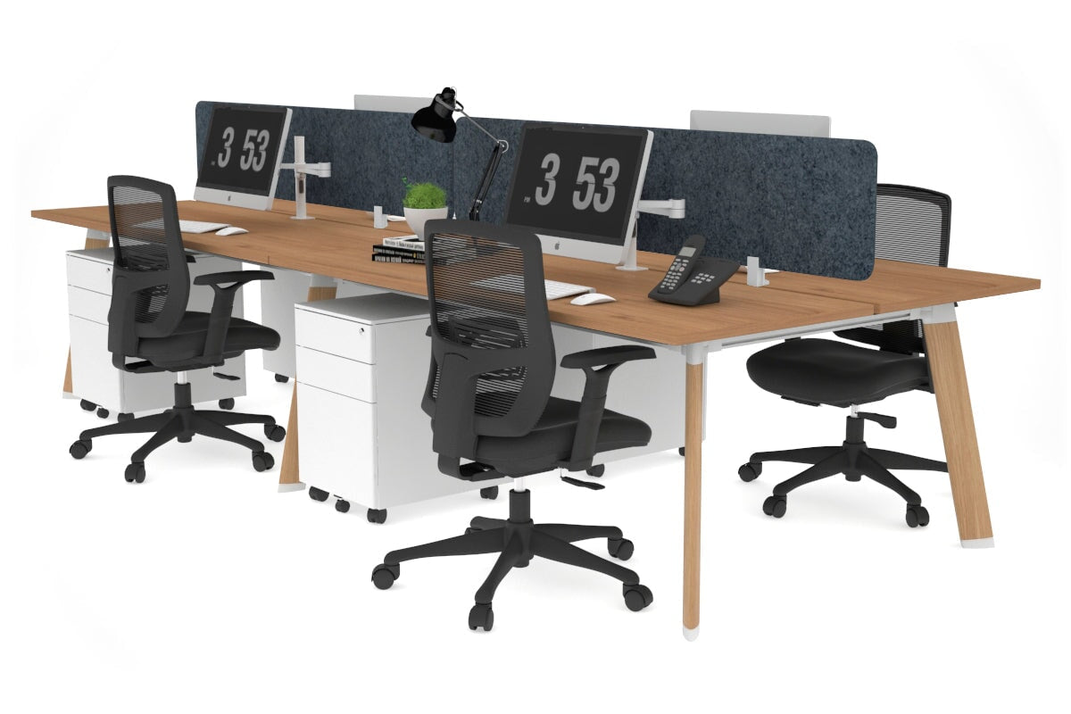 4-Person Switch Workstation with Wood Imprint Frame - 1600L x 700W Office Desk for Team Collaboration & Productivity | Ideal for Open Offices, Coworking Spaces & Home Offices