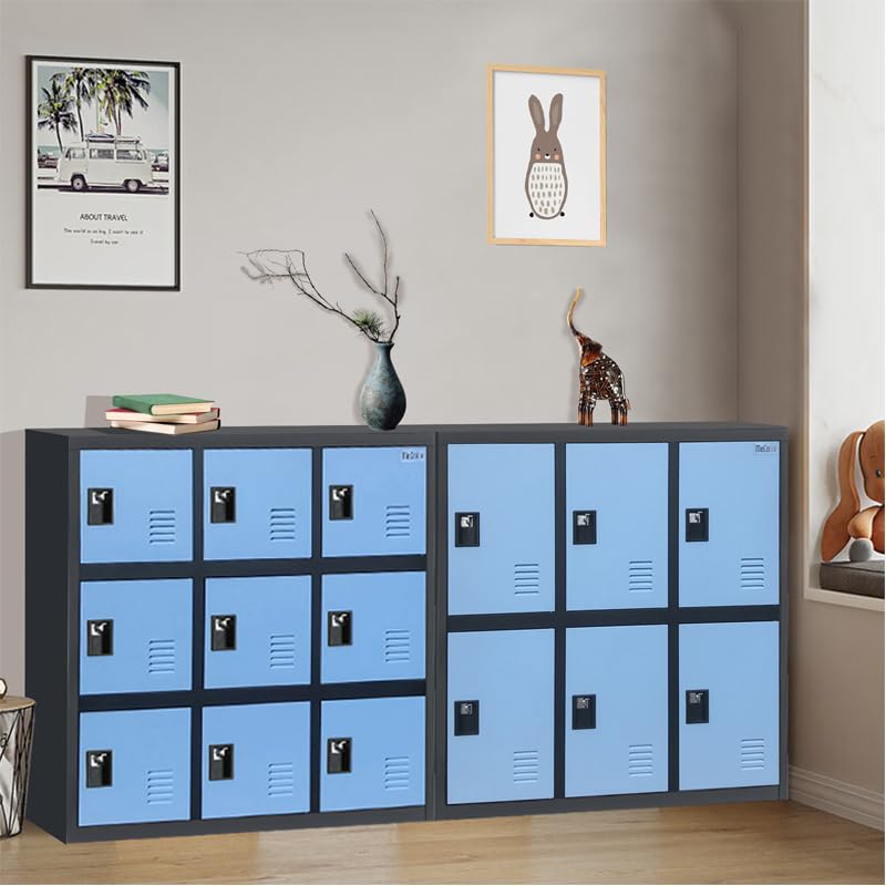 MECOLOR Metal Kids Locker for Girls - Blue Storage Cabinet for Bedroom & Playroom - Organize Clothes, Bags, Toys & Books - Includes W9D Padlock - Perfect for Home, School & Daycare Organization