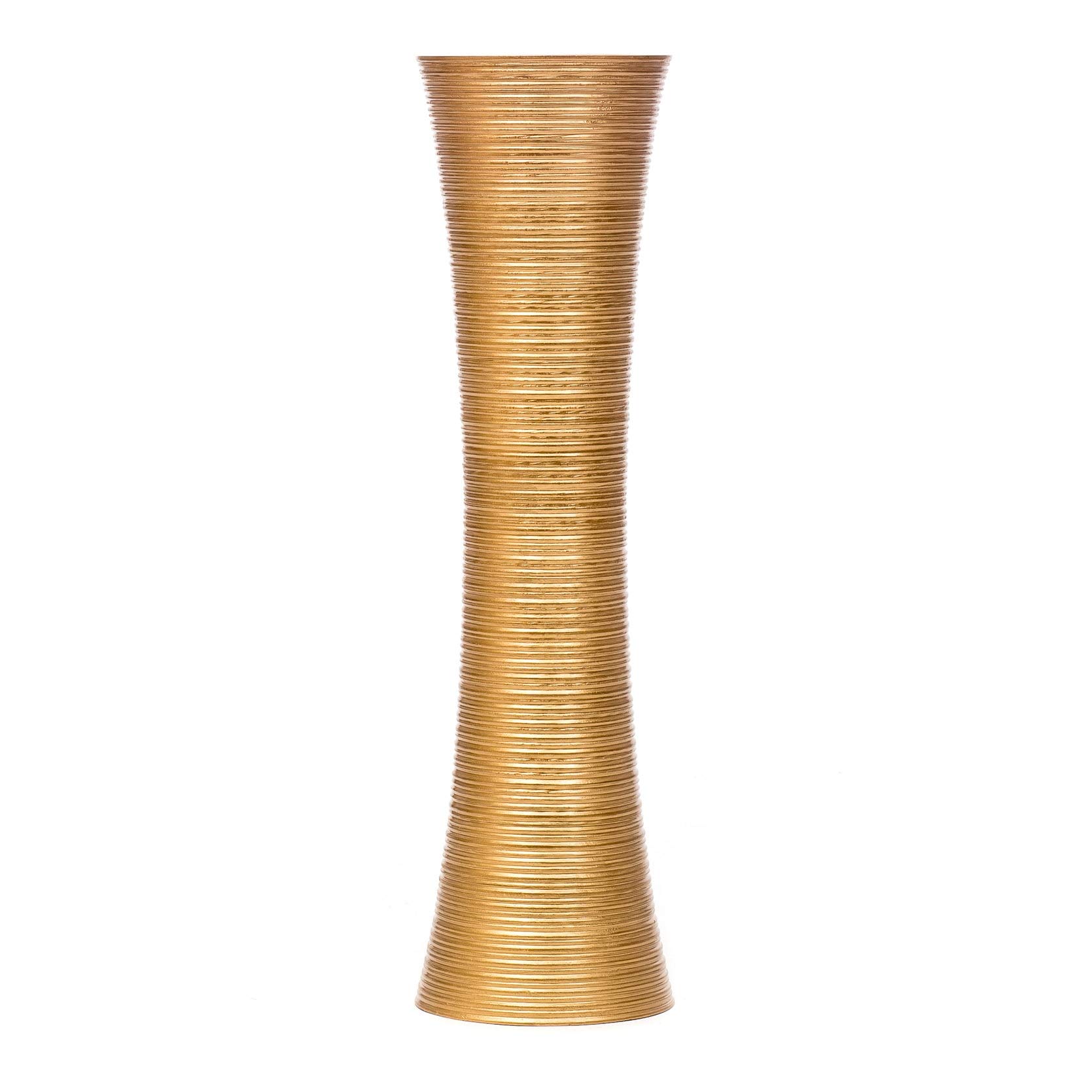 Leewadee 28 Inch Large Gold Floor Vase - Wooden Farmhouse Decor for Flowers, Fake Plants & Pampas Grass | Elegant Home Decor for Living Room, Entryway & Wedding Centerpieces