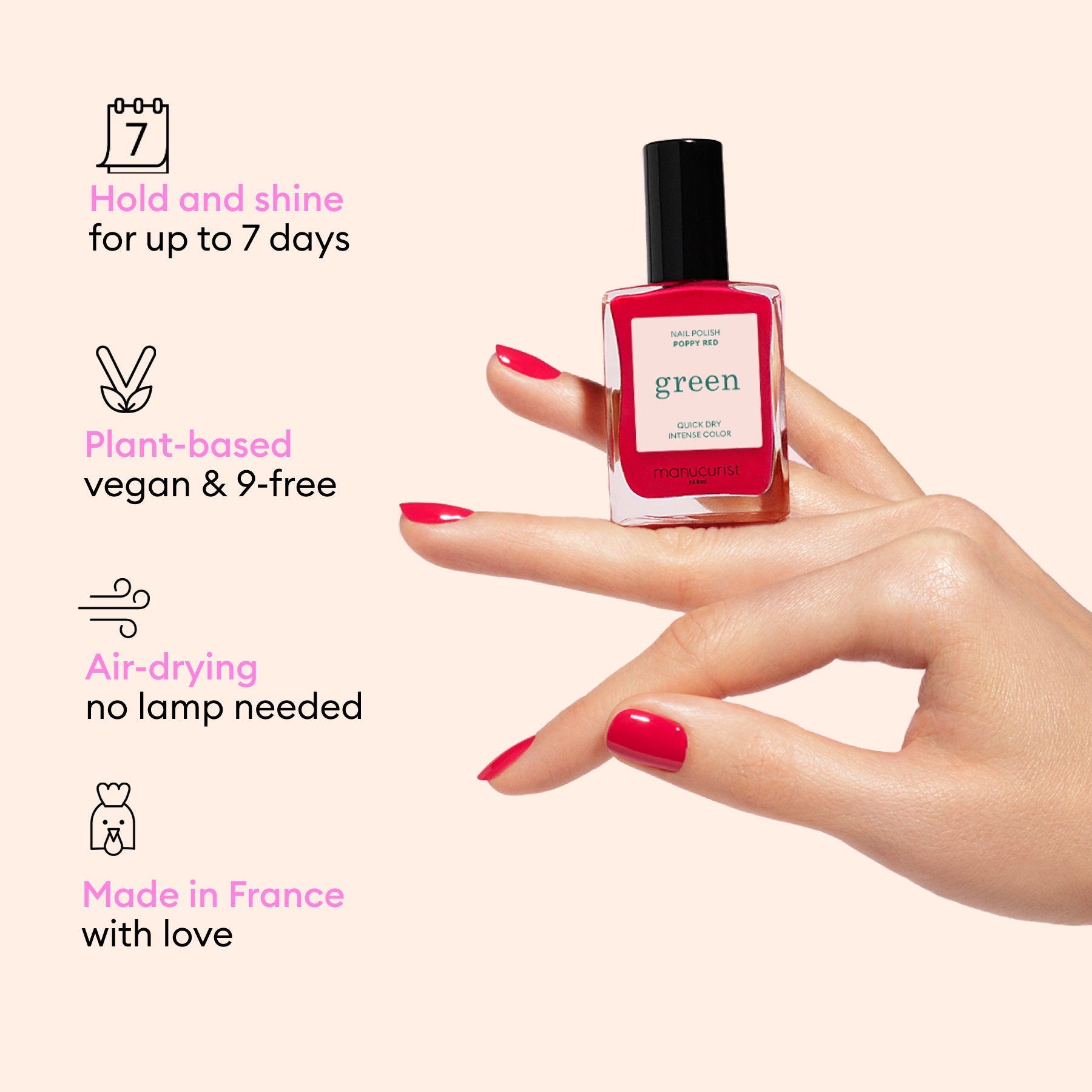 Vegan Green Nail Polish - Pomegranate Scented, Long Lasting & Non-Toxic | Perfect for Manicures, Pedicures & At-Home Nail Care