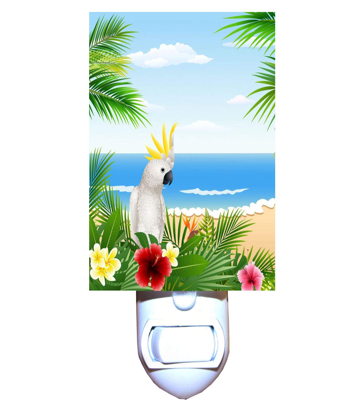 Cockatoo Beach Night Light - LED Bird-Themed Night Lamp for Kids & Adults, Perfect for Bedroom, Nursery, or Relaxation