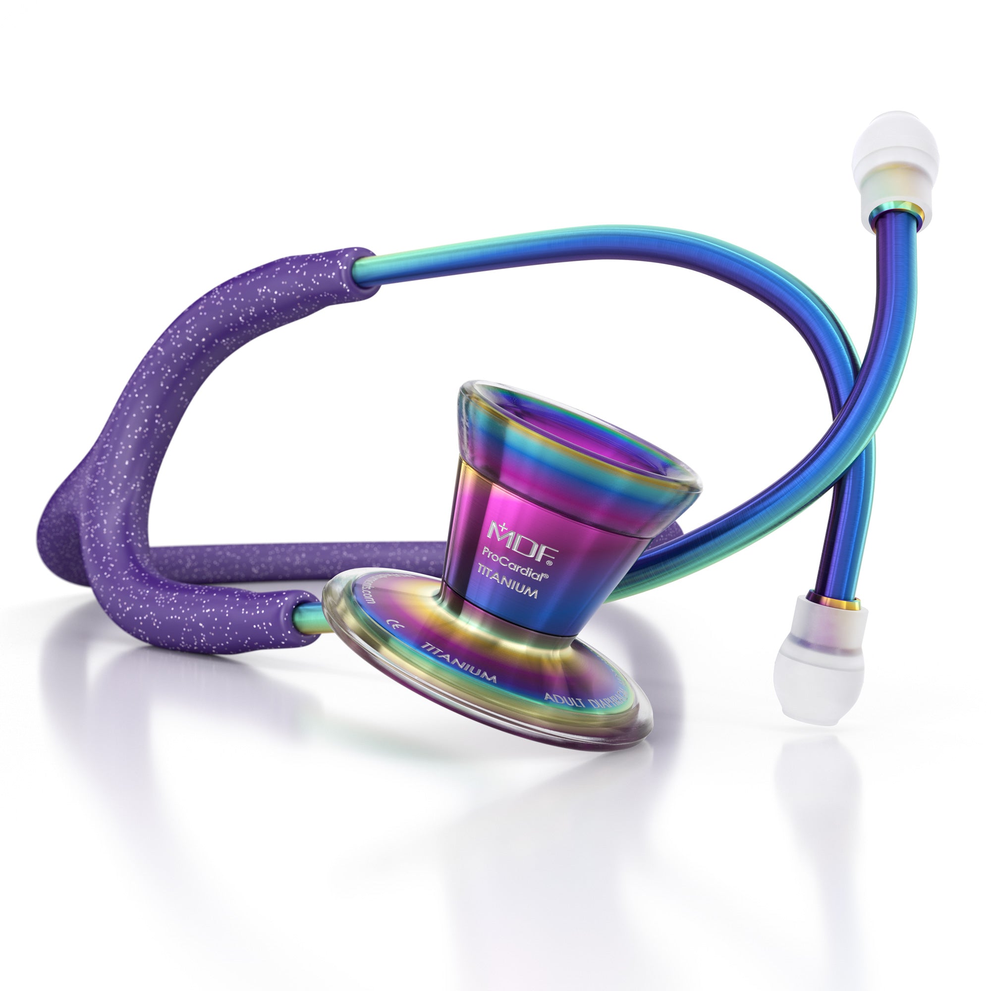 ProCardial® Titanium Cardiology Stethoscope - Purple Glitter/Kaleidoscope Design | Premium Medical Stethoscope for Doctors, Nurses & Healthcare Professionals | Ideal for Cardiac Exams, Patient Monitoring & Clinical Use