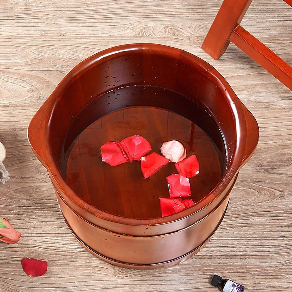 Premium Wooden Foot Bath Tub for Relaxation - Home Spa Foot Massage & Sauna Set with Bucket - Perfect for Stress Relief, Pedicures & Aromatherapy