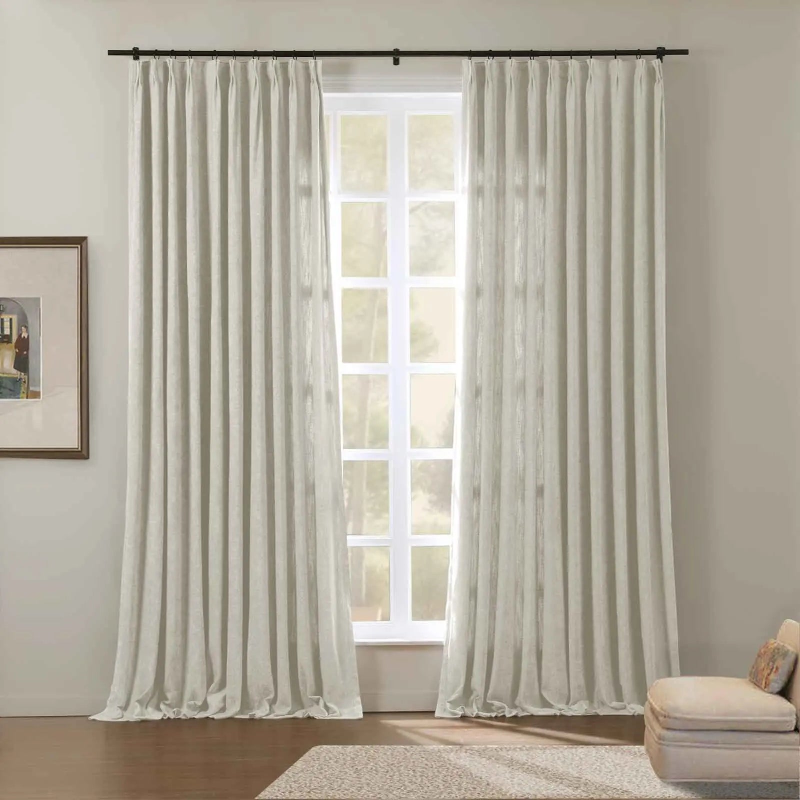 Premium Tino Heavyweight Chenille Pleated Curtains - Elegant Blackout Drapes for Living Room & Bedroom - Soft Textured Thermal Insulated Window Treatments for Home Decor